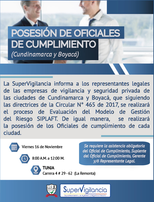 Posesión de Oficiales de Cumplimiento para servicios de Cundinamarca y Boyacá - Tunja -
