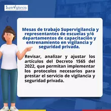 Mesas de trabajo Supervigilancia y Escuelas de Capacitación en torno al Decreto 1565 de 2022